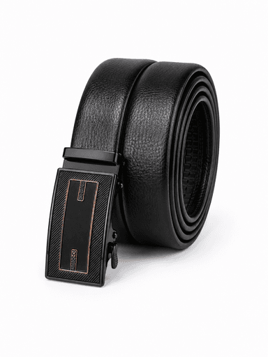 Men’s Black Leather Auto-Lock Belt