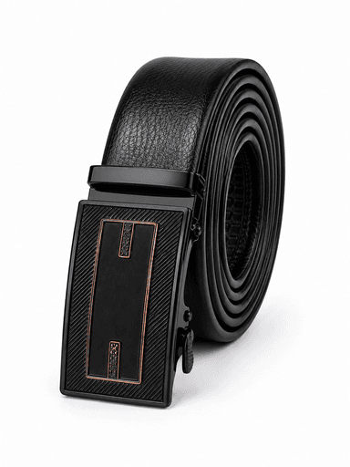 Men’s Black Leather Auto-Lock Belt
