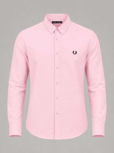 Men’s Cream Textured Cotton Long-Sleeve Shirt