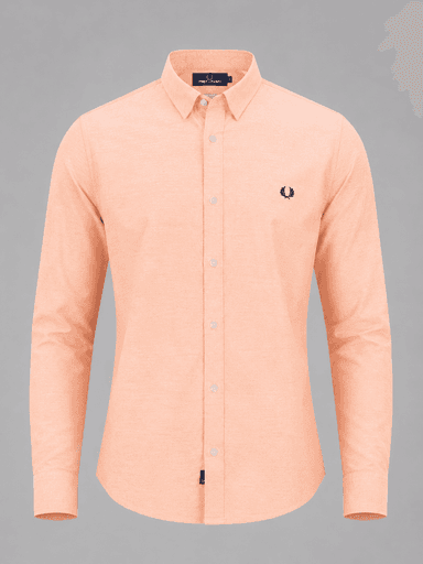 Men’s Cream Textured Cotton Long-Sleeve Shirt