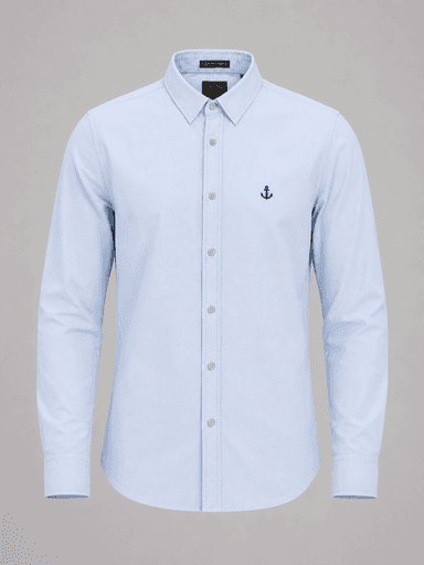 Men’s Textured Cotton Long-Sleeve Shirt