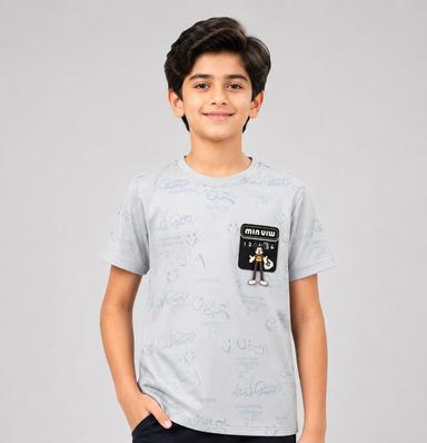Boys’ Graphic China Fabric Round-Neck T-Shirt
