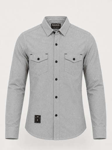 Boys’ Double-Pocket Shamray Cotton Long-Sleeve Casual Shirt
