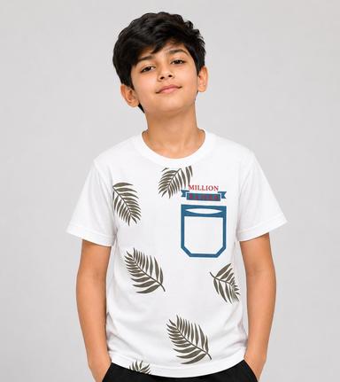 Boys’ Graphic Print Round-Neck Short-Sleeve T-Shirts