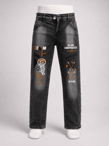 Boys’ Urban Graphic Washed Denim Straight-Leg Jeans