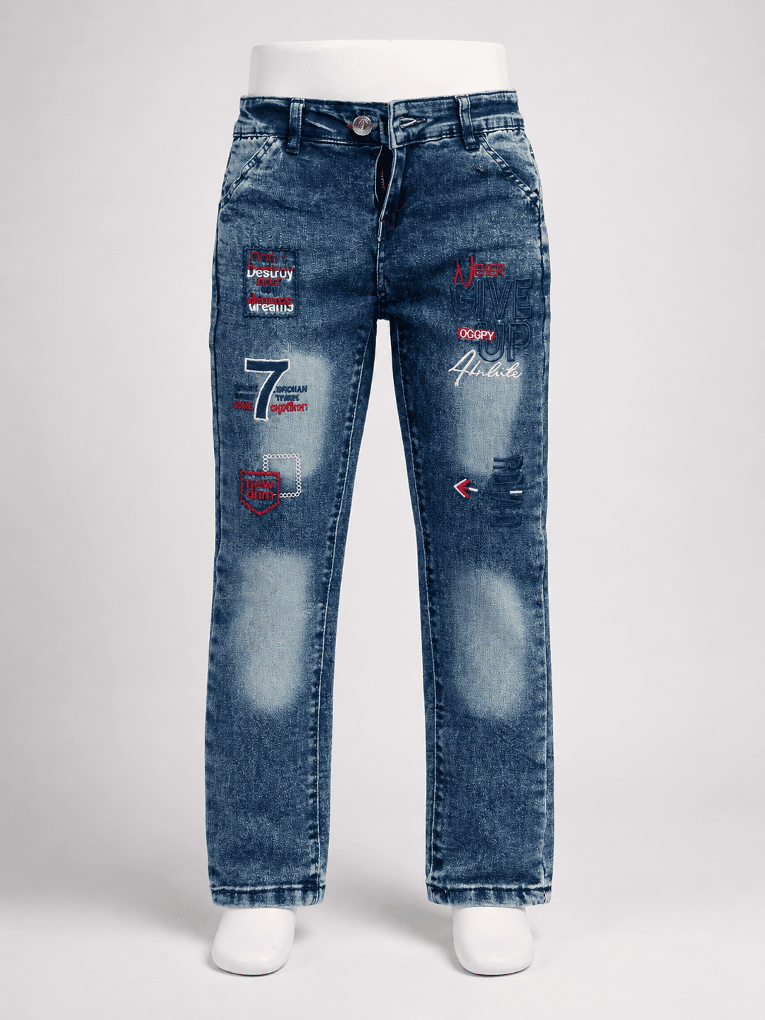 Boys’ Urban Graphic Blue Washed Denim Jeans