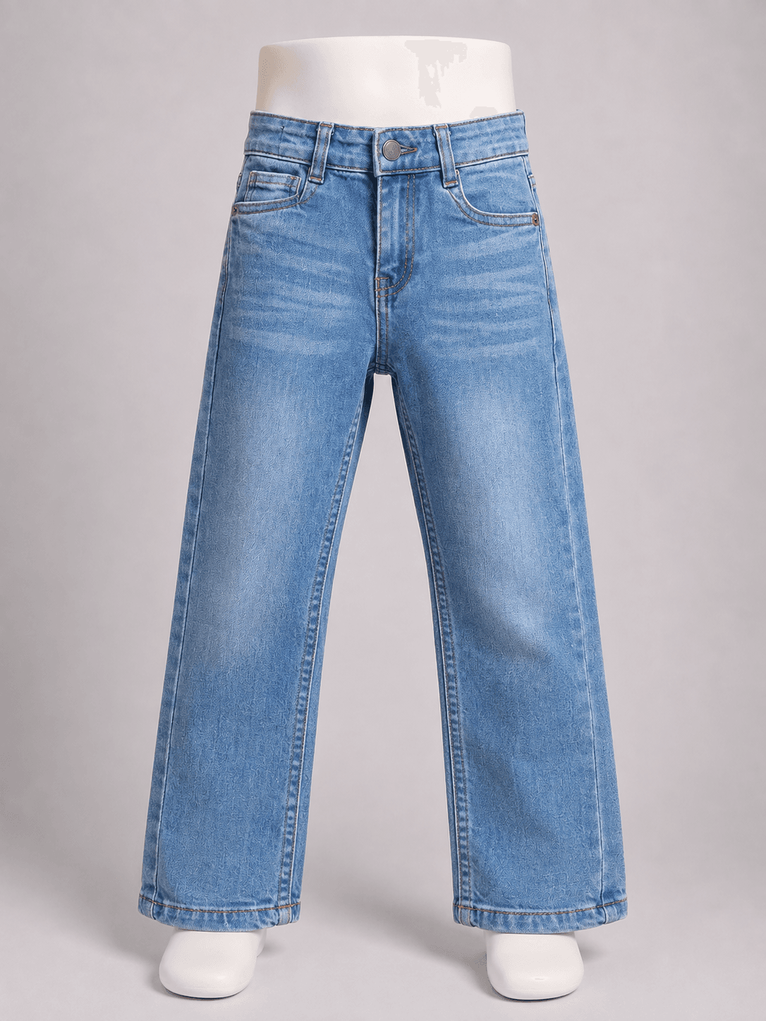 Boys’ Sky Blue Wash Wide-Leg Denim Jeans