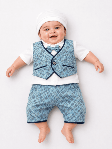 Newborn Baby Boys’ Jersey 3-Piece Formal Waistcoat Suit