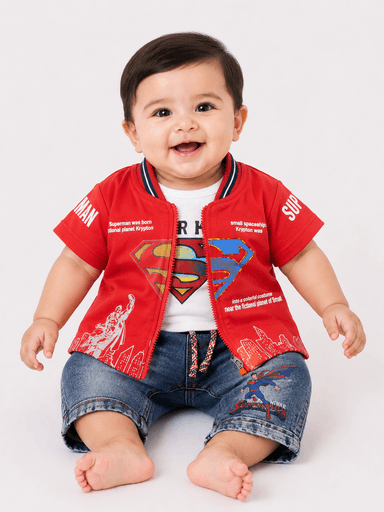 Baby Boys Jersey 3-Piece Printed Half-Sleeve Suit with Shorts