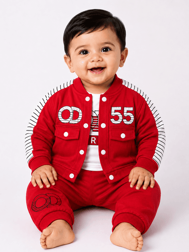 Baby Boys Jersey 3-Piece Jacket, T-Shirt & Trouser Suit