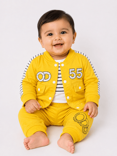 Baby Boys Jersey 3-Piece Jacket, T-Shirt & Trouser Suit