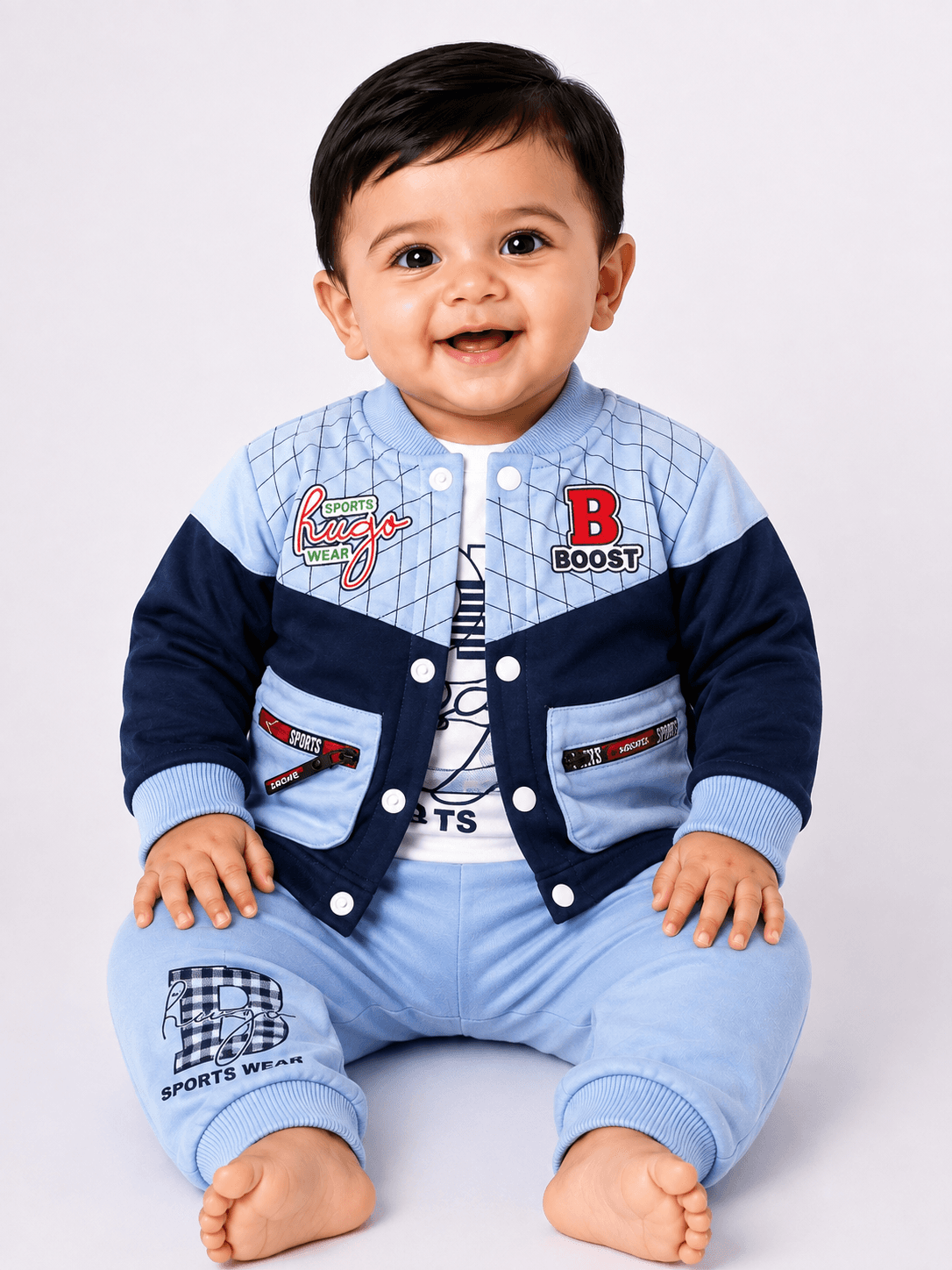 Baby Boys Jersey 3-Piece Sports Jacket, T-Shirt & Trouser Suit